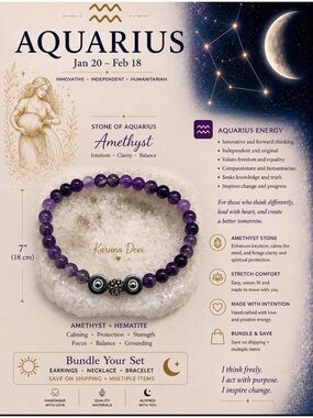 Amethyst Beaded Bracelet - Purple